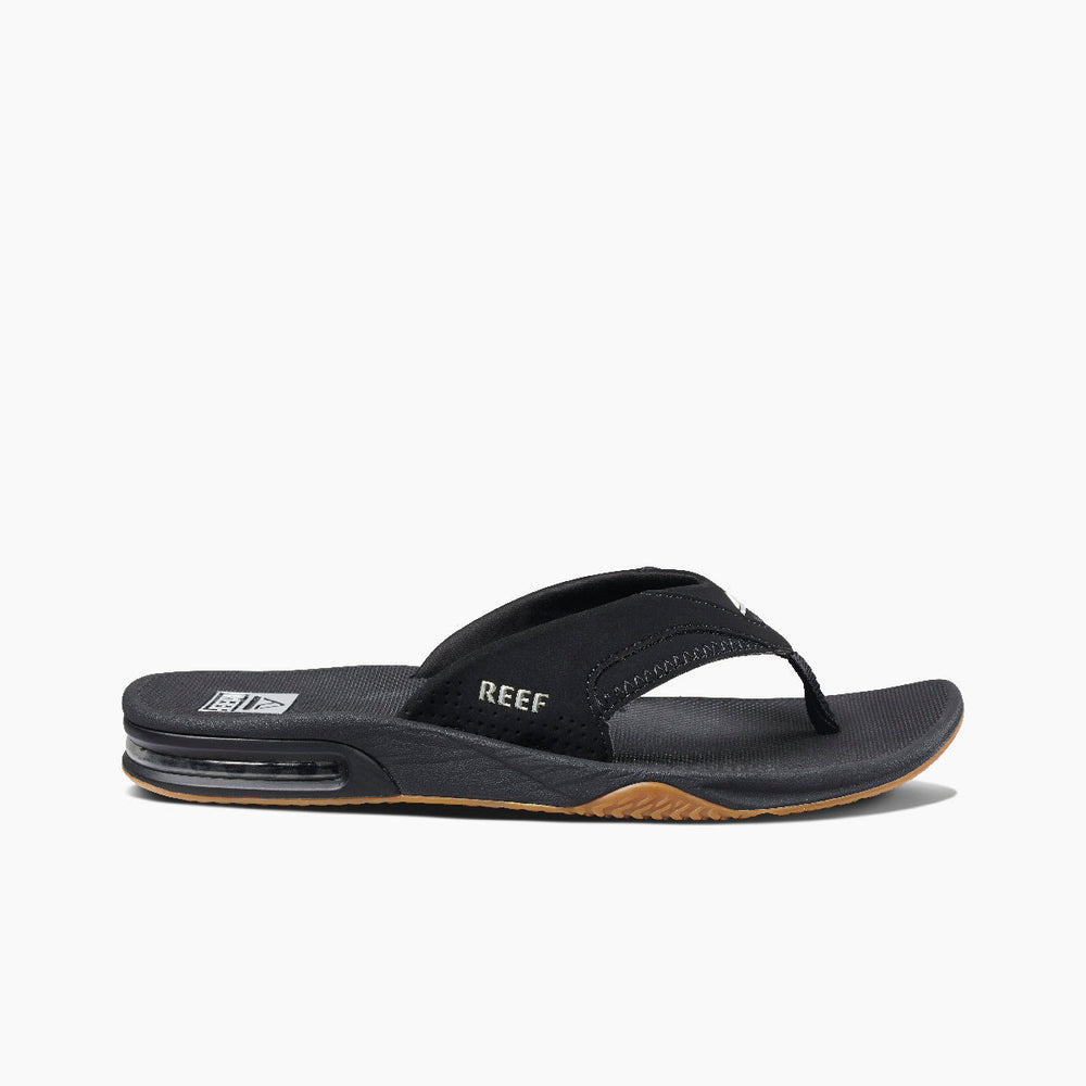 REEF Mens Fanning Flip Flop Black - RF002026BLS Black//Silver Image 2