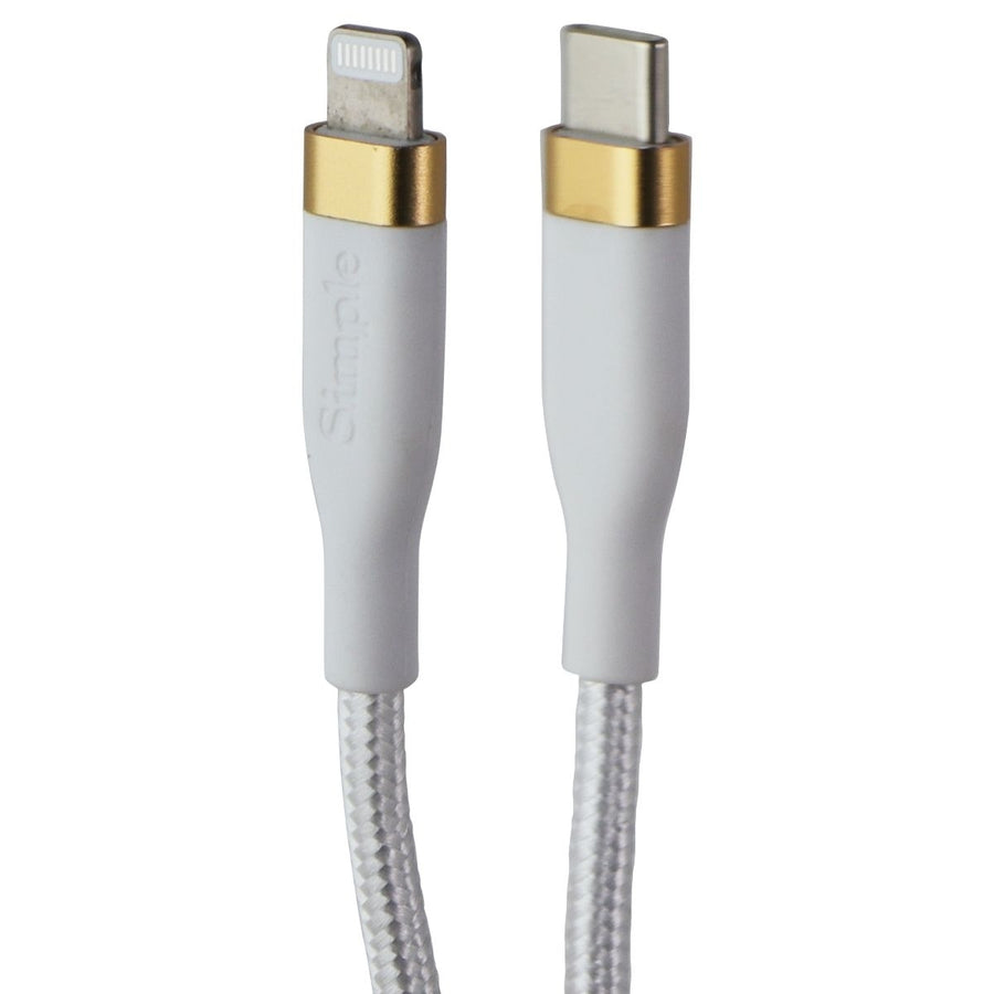 S. Simple (10-Ft) USB-C to 8-Pin Tough-Knit Braided Cable - White/Gold Image 1