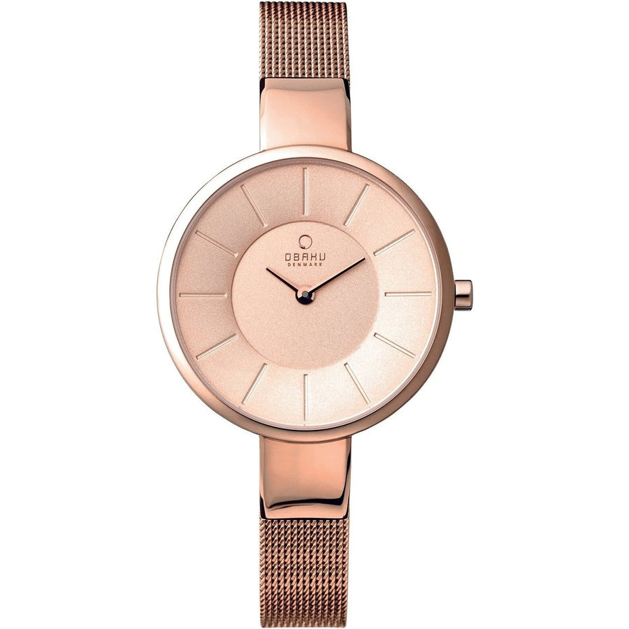 Obaku Womens Watch Rose Gold Dial Stainless Steel V149LXVVMV Water Resistant Image 1