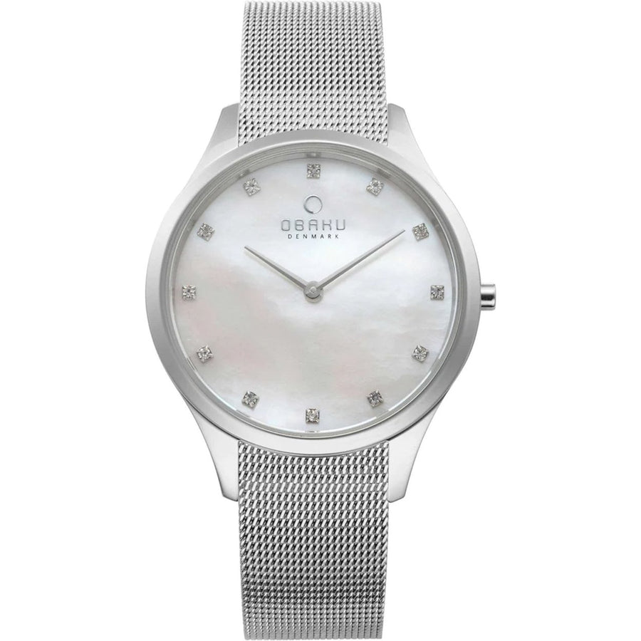 Obaku Womens Mother of Pearl Dial Watch V217LXCWMC Stainless Steel Bracelet Image 1