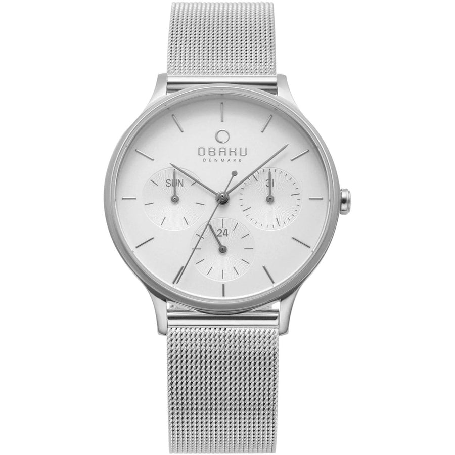 Obaku Womens Lind White Dial Quartz Watch V212LMCIMC Stainless Steel Bracelet Image 1