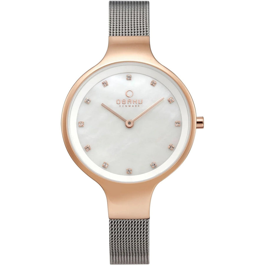 Obaku Womens Watch Rose Stainless Steel White Mother of Pearl Dial V173LXVWMC Image 1