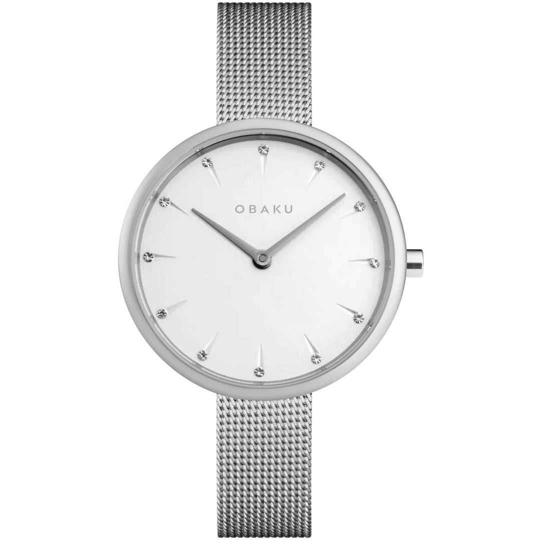 Obaku Womens Notat White Dial Quartz Watch Stainless Steel V233LXCIMC 30m Water Resistant Image 1