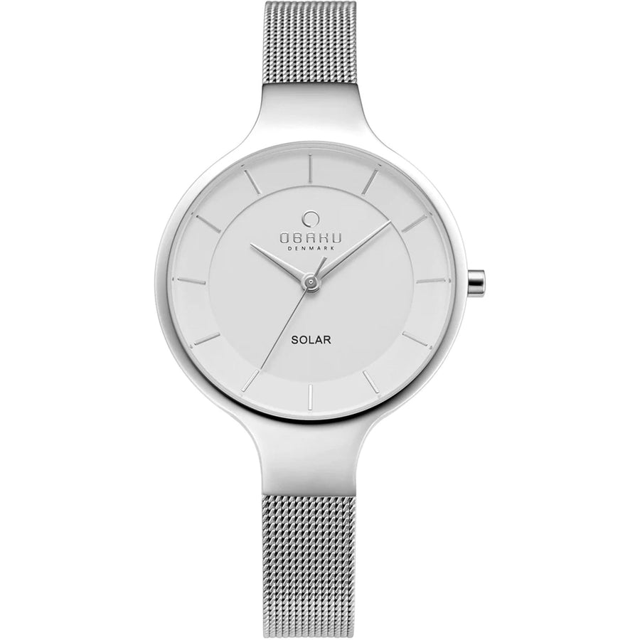 Obaku Womens Solar Watch Stainless Steel Silver Dial V221LRCWMC Water Resistant Image 1