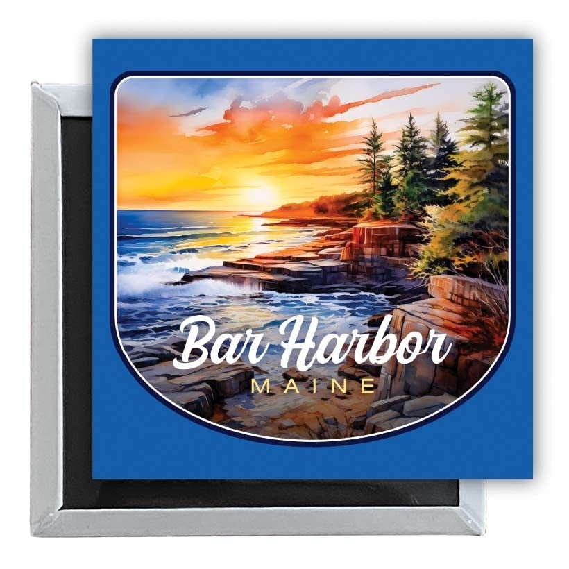 Bar Harbor Maine Design B Souvenir 2.5 x 2.5-Inch Fridge Magnet Image 1