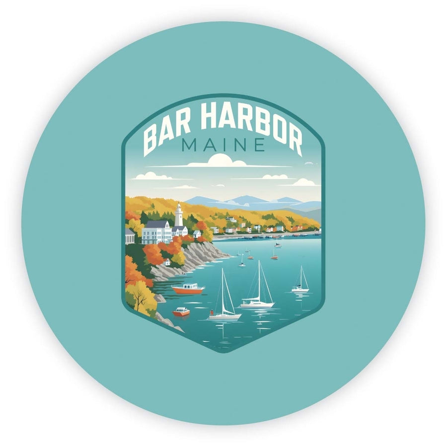 Bar Harbor Maine Design A Souvenir Round Fridge Magnet Image 1