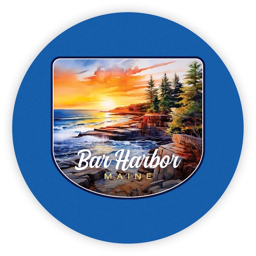 Bar Harbor Maine Design B Souvenir Round Fridge Magnet Image 1