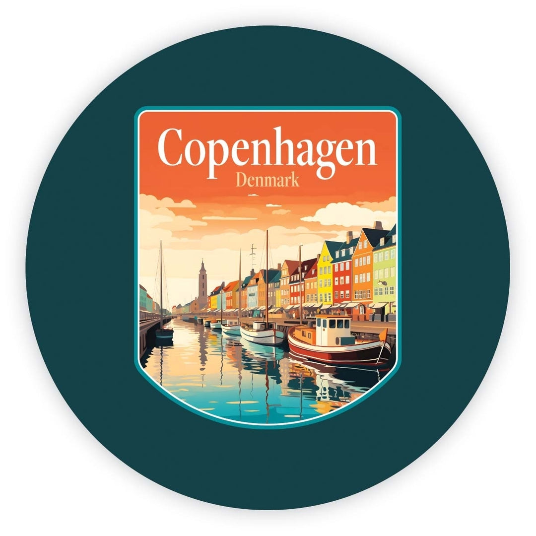 Copenhagen Denmark Design A Souvenir Round Fridge Magnet Image 1