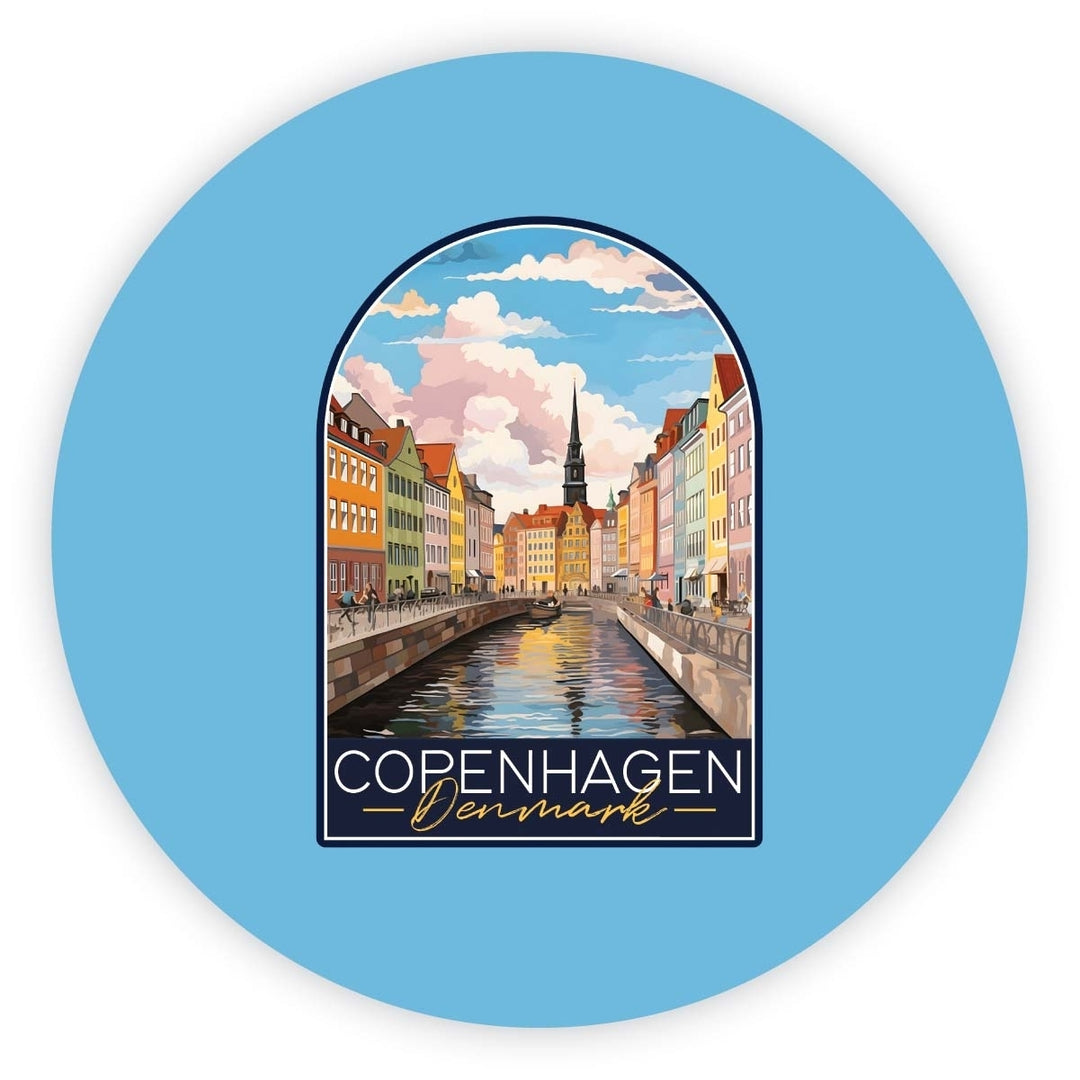 Copenhagen Denmark Design B Souvenir Round Fridge Magnet Image 1