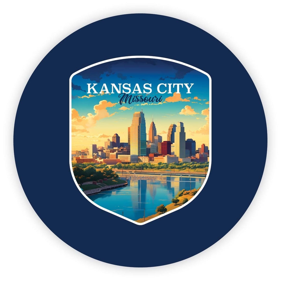 Kansas City Missouri Design A Souvenir Round Fridge Magnet Image 1