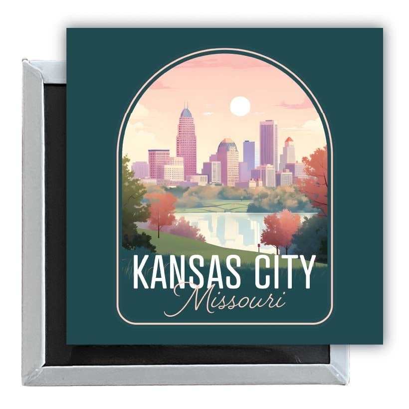 Kansas City Missouri Design B Souvenir 2.5 x 2.5-Inch Fridge Magnet Image 1