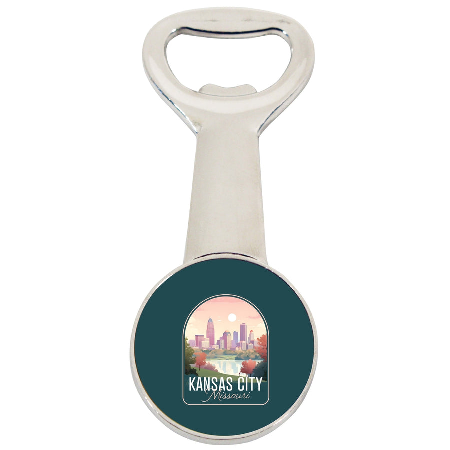 Kansas City Missouri Design B Souvenir Magnetic Bottle Opener Image 1