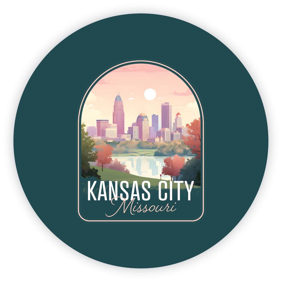 Kansas City Missouri Design B Souvenir Round Fridge Magnet Image 1