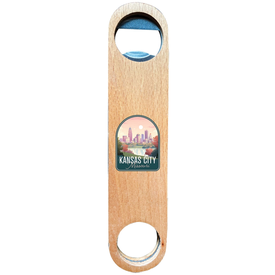 Kansas City Missouri Design B Souvenir Wooden Bottle Opener Image 1