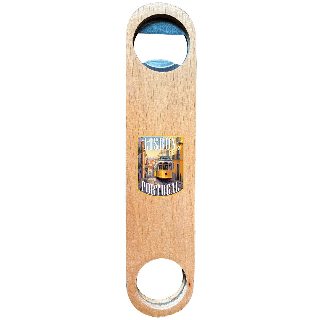 Lisbon Portugal Design A Souvenir Wooden Bottle Opener Image 1