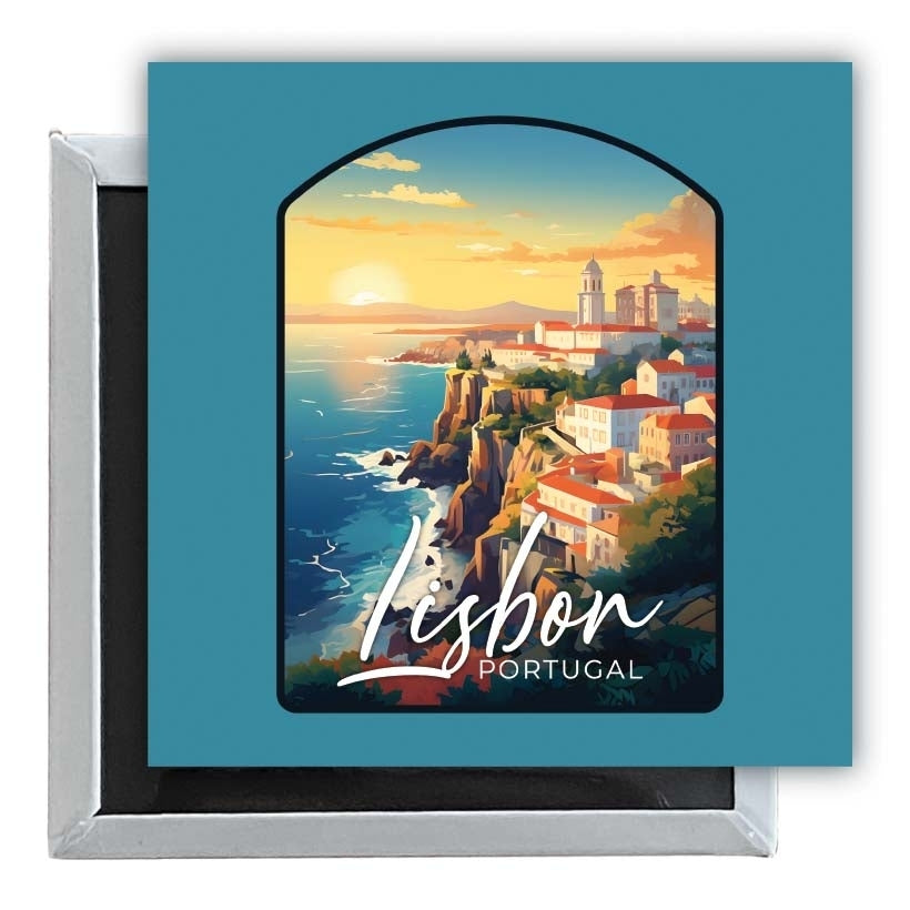 Lisbon Portugal Design B Souvenir 2.5 x 2.5-Inch Fridge Magnet Image 1