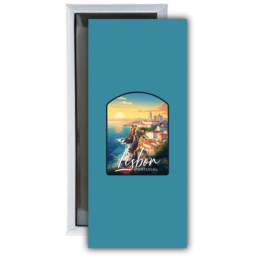 Lisbon Portugal Design B Souvenir Fridge Magnet 4.75 x 2 Inch Image 1