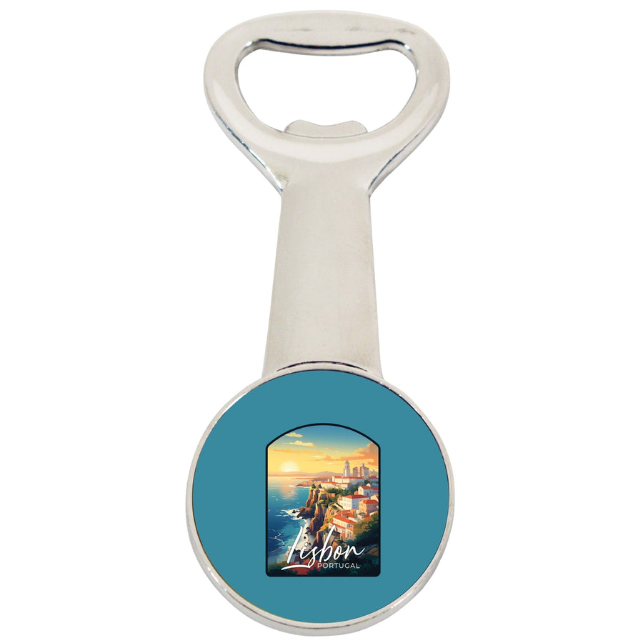 Lisbon Portugal Design B Souvenir Magnetic Bottle Opener Image 1