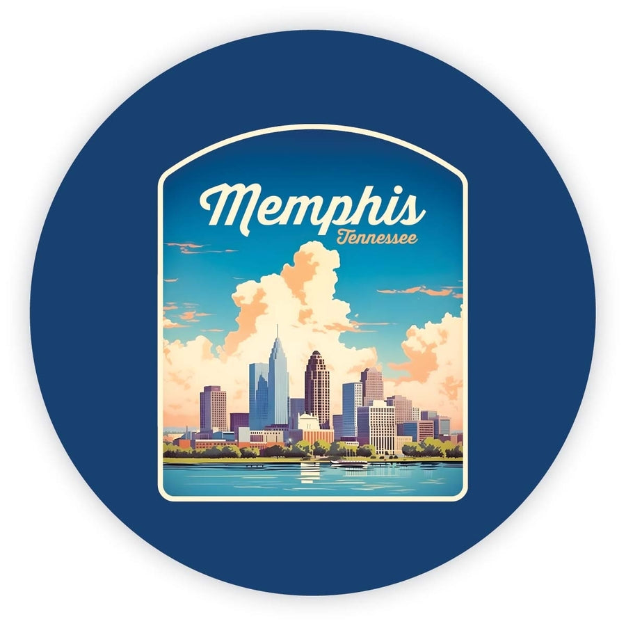 Memphis Tennessee Design A Souvenir Round Fridge Magnet Image 1