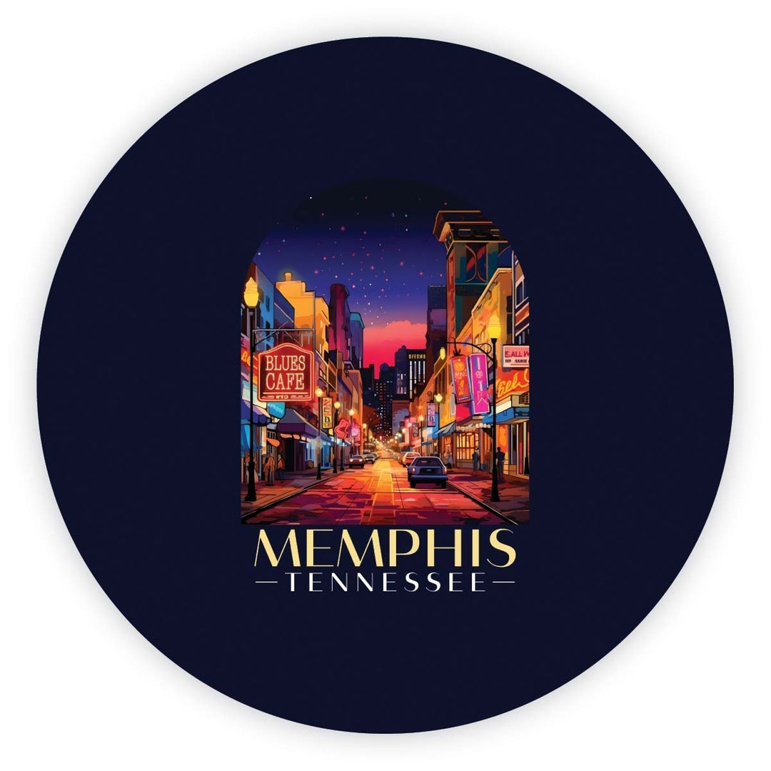 Memphis Tennessee Design C Souvenir Round Fridge Magnet Image 1