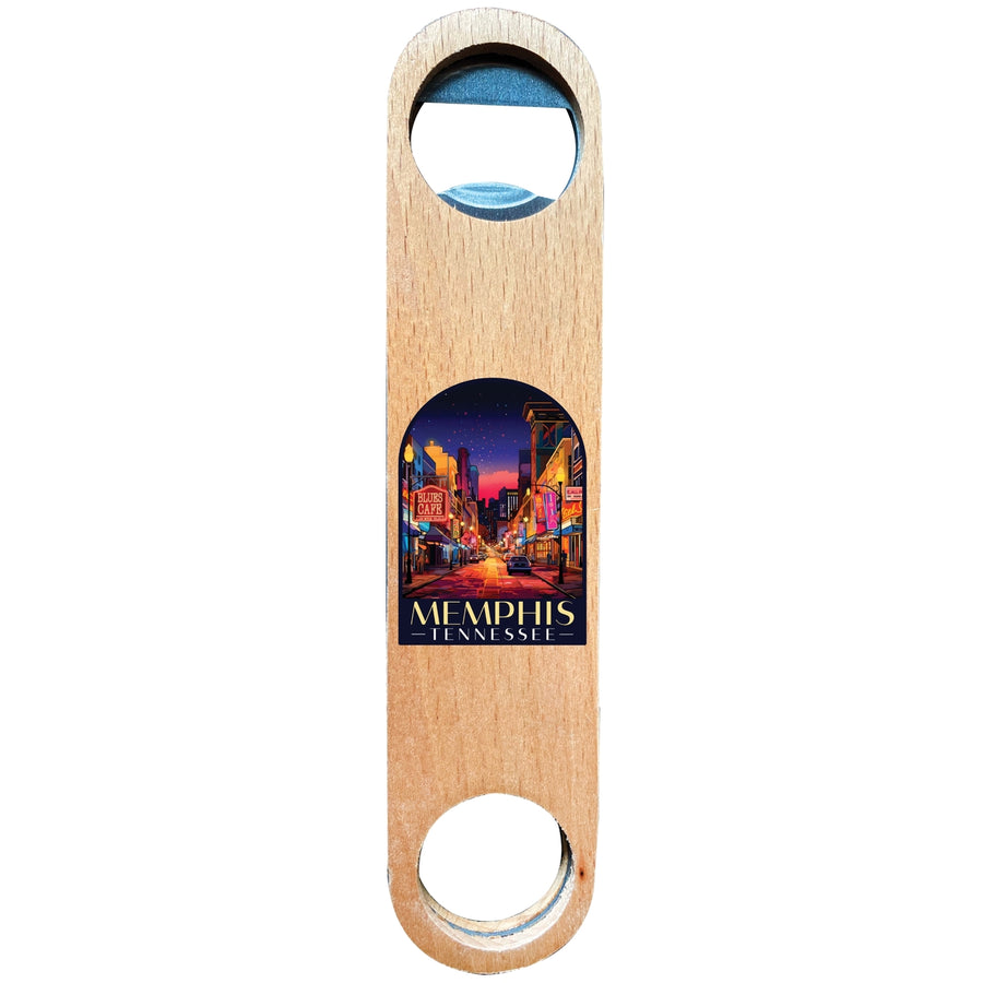 Memphis Tennessee Design C Souvenir Wooden Bottle Opener Image 1