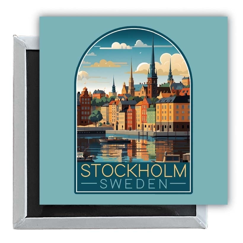 Stockholm Sweden Design A Souvenir 2.5 x 2.5-Inch Fridge Magnet Image 1