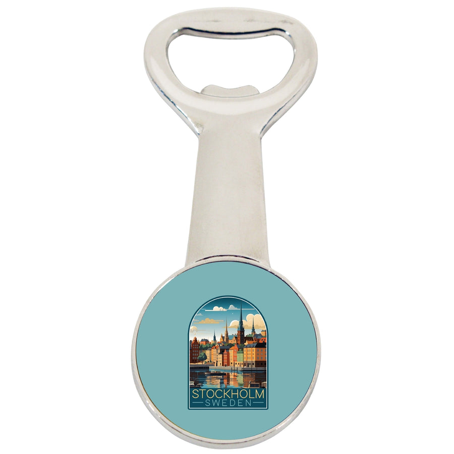 Stockholm Sweden Design A Souvenir Magnetic Bottle Opener Image 1