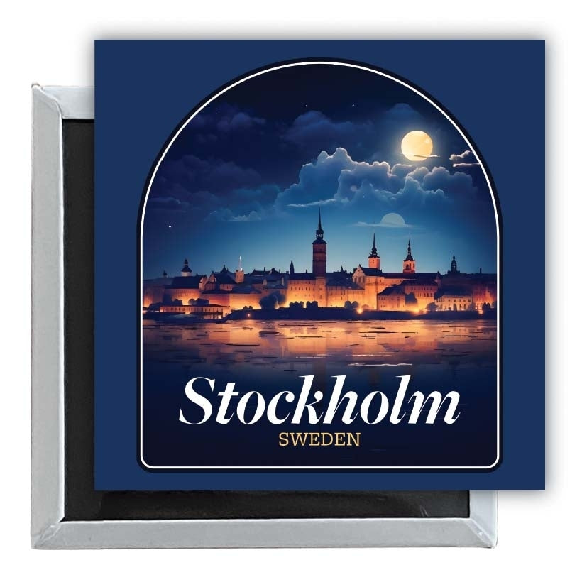 Stockholm Sweden Design B Souvenir 2.5 x 2.5-Inch Fridge Magnet Image 1