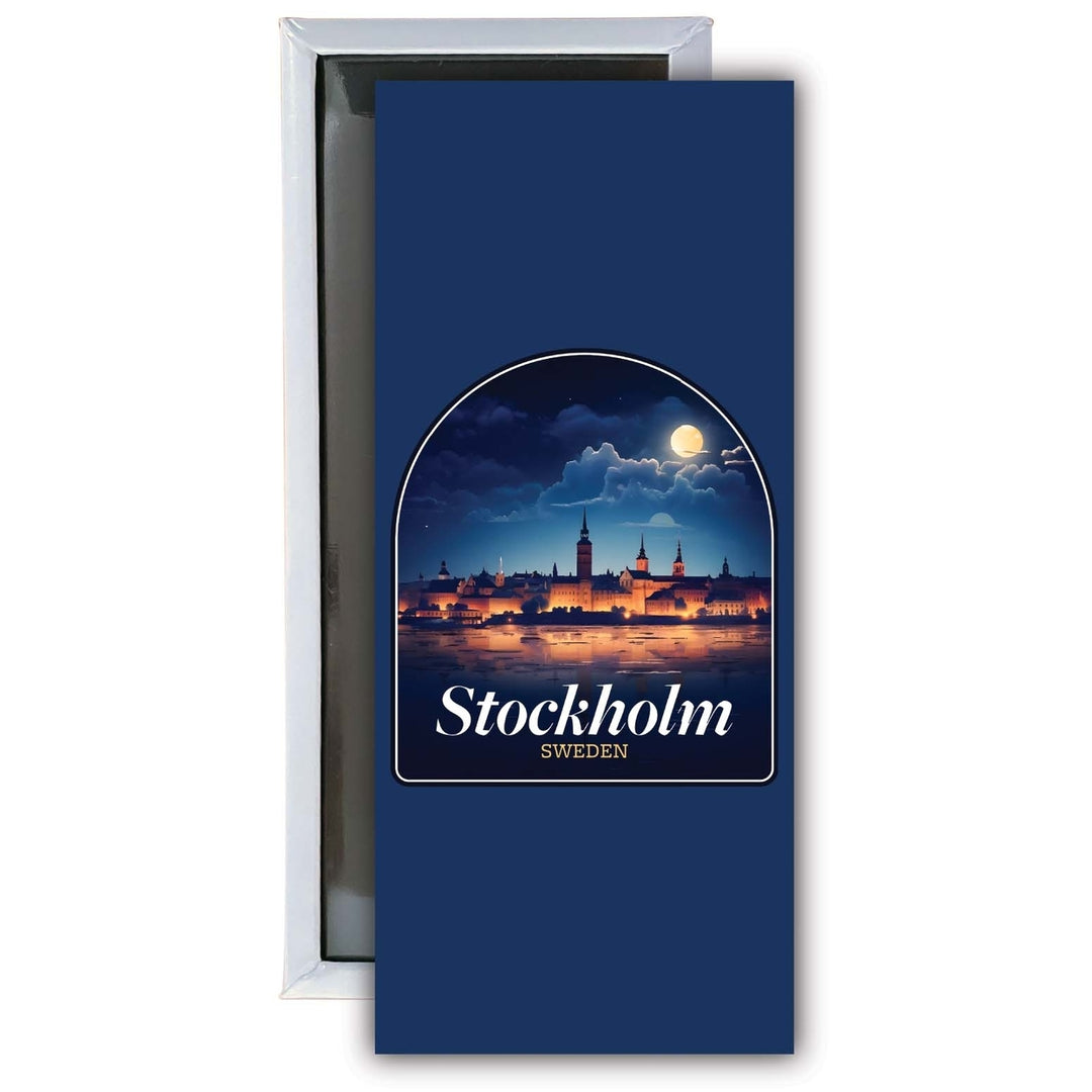 Stockholm Sweden Design B Souvenir Fridge Magnet 4.75 x 2 Inch Image 1