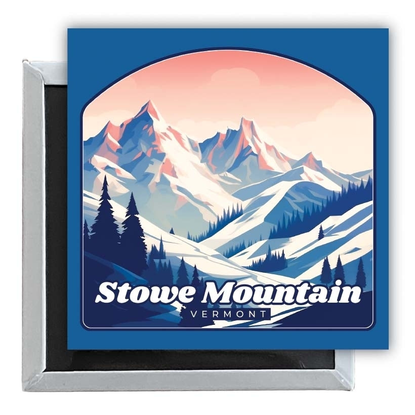 Stowe Mountain Vermont Design A Souvenir 2.5 x 2.5-Inch Fridge Magnet Image 1