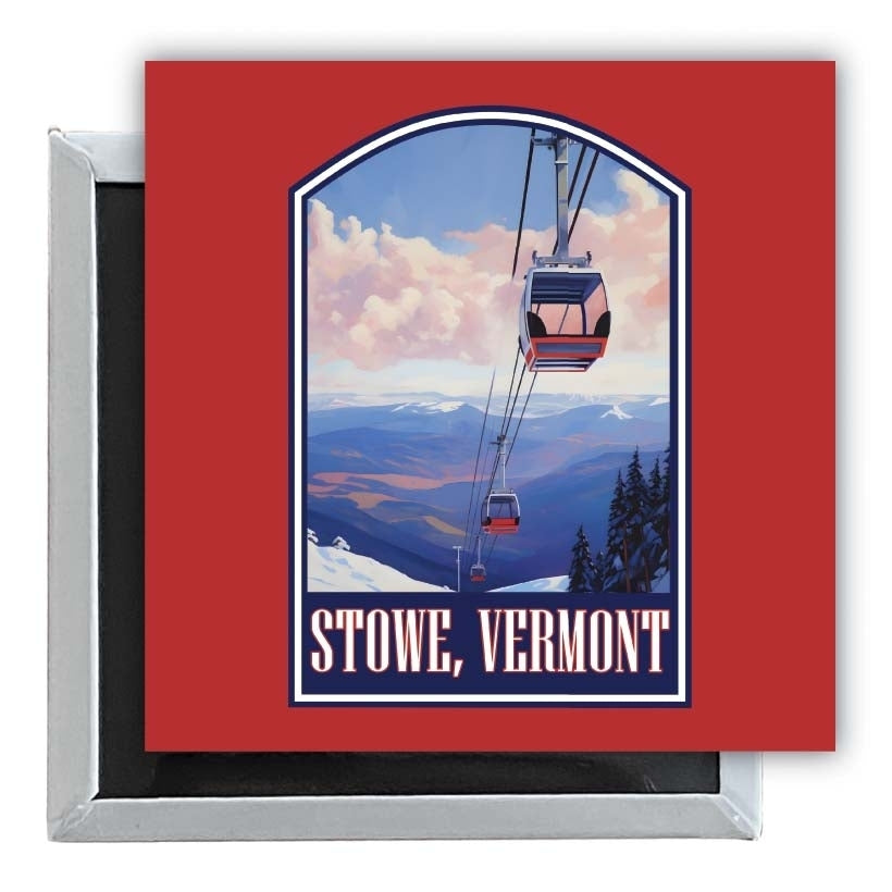 Stowe Mountain Vermont Design B Souvenir 2.5 x 2.5-Inch Fridge Magnet Image 1