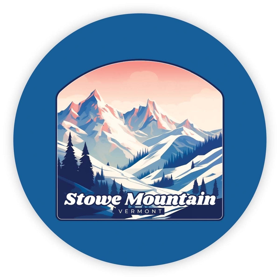 Stowe Mountain Vermont Design A Souvenir Round Fridge Magnet Image 1