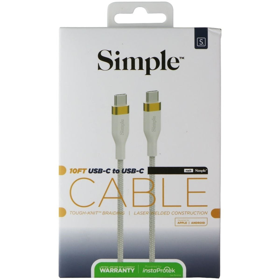 S. Simple (10-Ft) USB-C to USB-C Tough-Knit Braided Cable - White/Gold Image 1