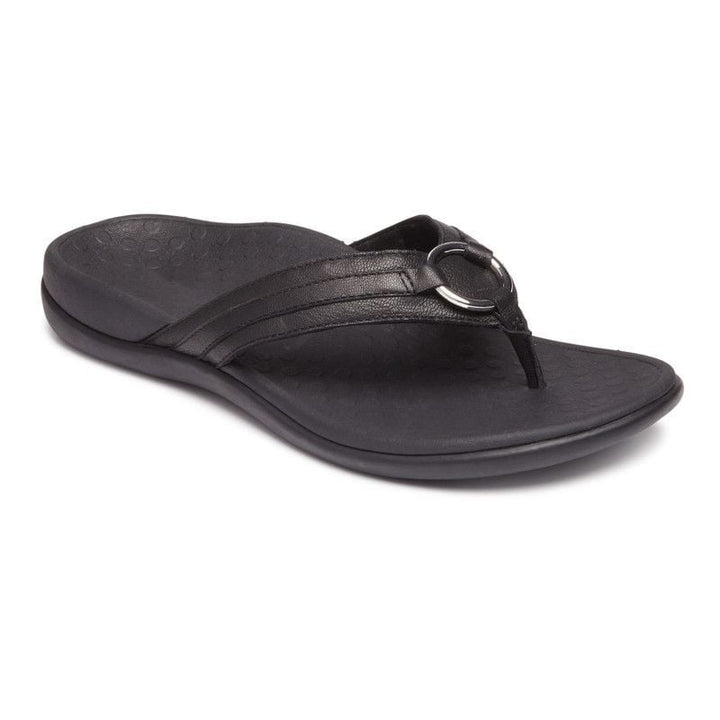 Vionic Womens Aloe Toe Post Sandal Black Leather - 10010887001 BLACK Image 1