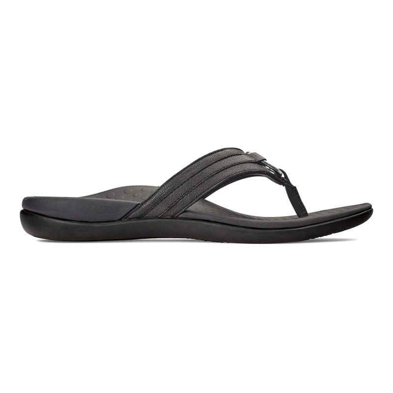 Vionic Womens Aloe Toe Post Sandal Black Leather - 10010887001 BLACK Image 4