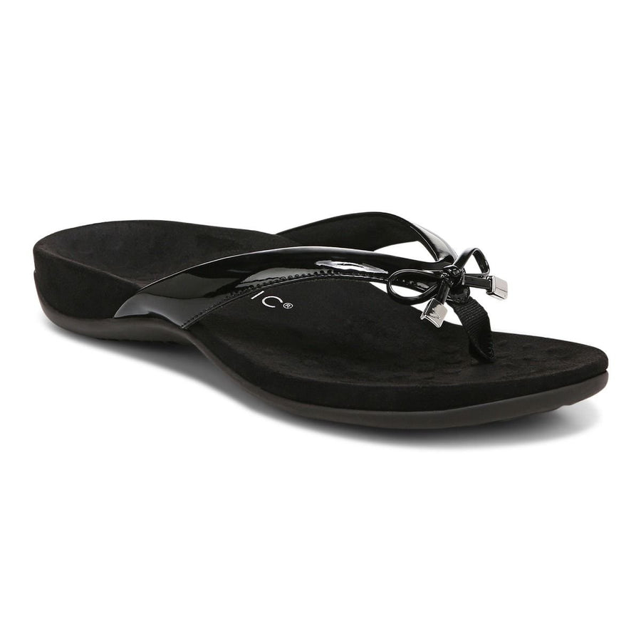 Vionic Womens Bella Black Toe Post Sandal 10000435001 Arch Support Comfortable Image 1