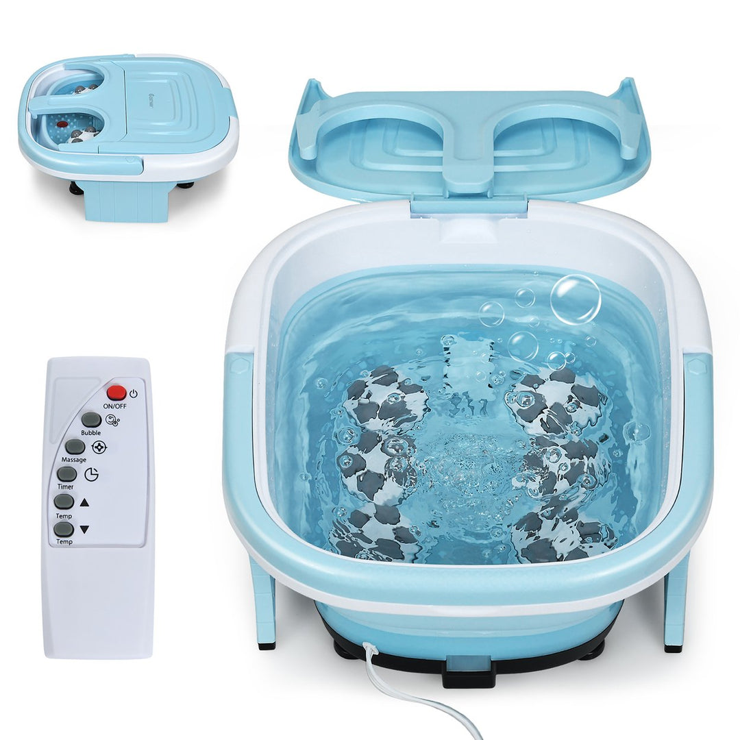 Costway Foldable Foot Spa Bath Motorized Massager w/ Bubble Red Light Timer Heat Image 3