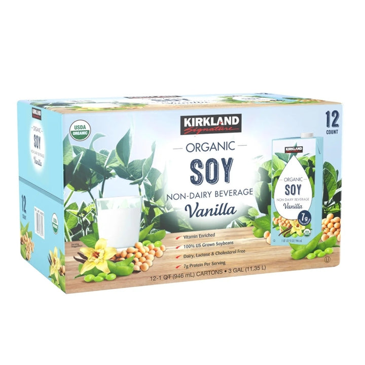 Kirkland Signature Organic Soy BeverageVanilla32 Fluid Ounce (Pack of 12) Image 1