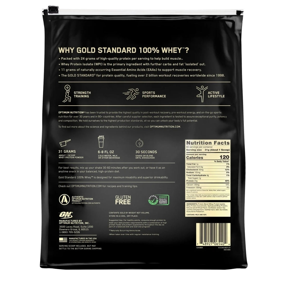 Optimum Nutrition Gold Standard 100% Whey Protein Vanilla Ice Cream 80 Servings Image 2