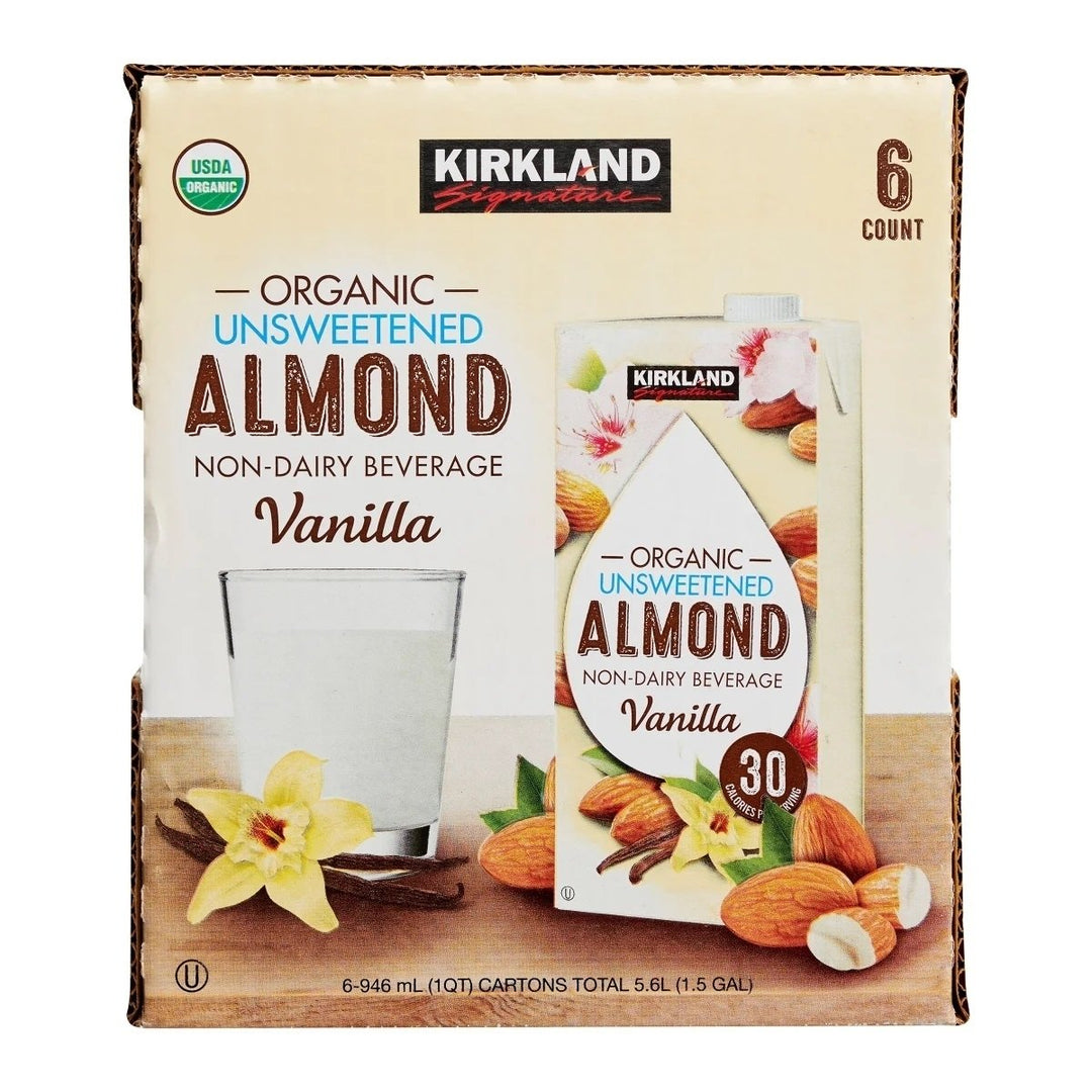 Kirkland Signature Organic Almond Beverage Vanilla 32 Fluid Ounce (Pack of 6) Image 1