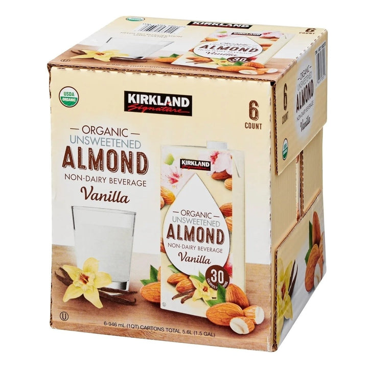 Kirkland Signature Organic Almond Beverage Vanilla 32 Fluid Ounce (Pack of 6) Image 3