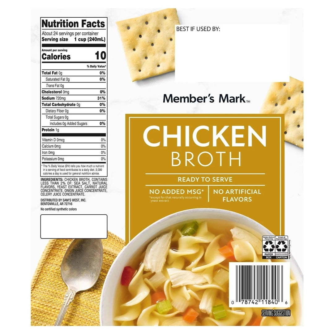 Members Mark Chicken Broth 32 Ounce (Pack of 6) Image 2