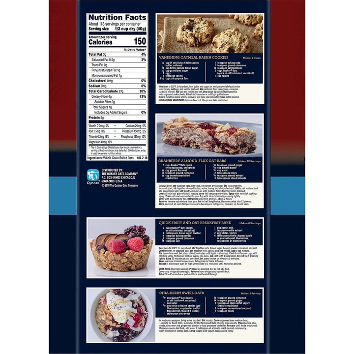 Quaker Oats Quick 1 Minute Oatmeal - 2/5 Pound Image 3