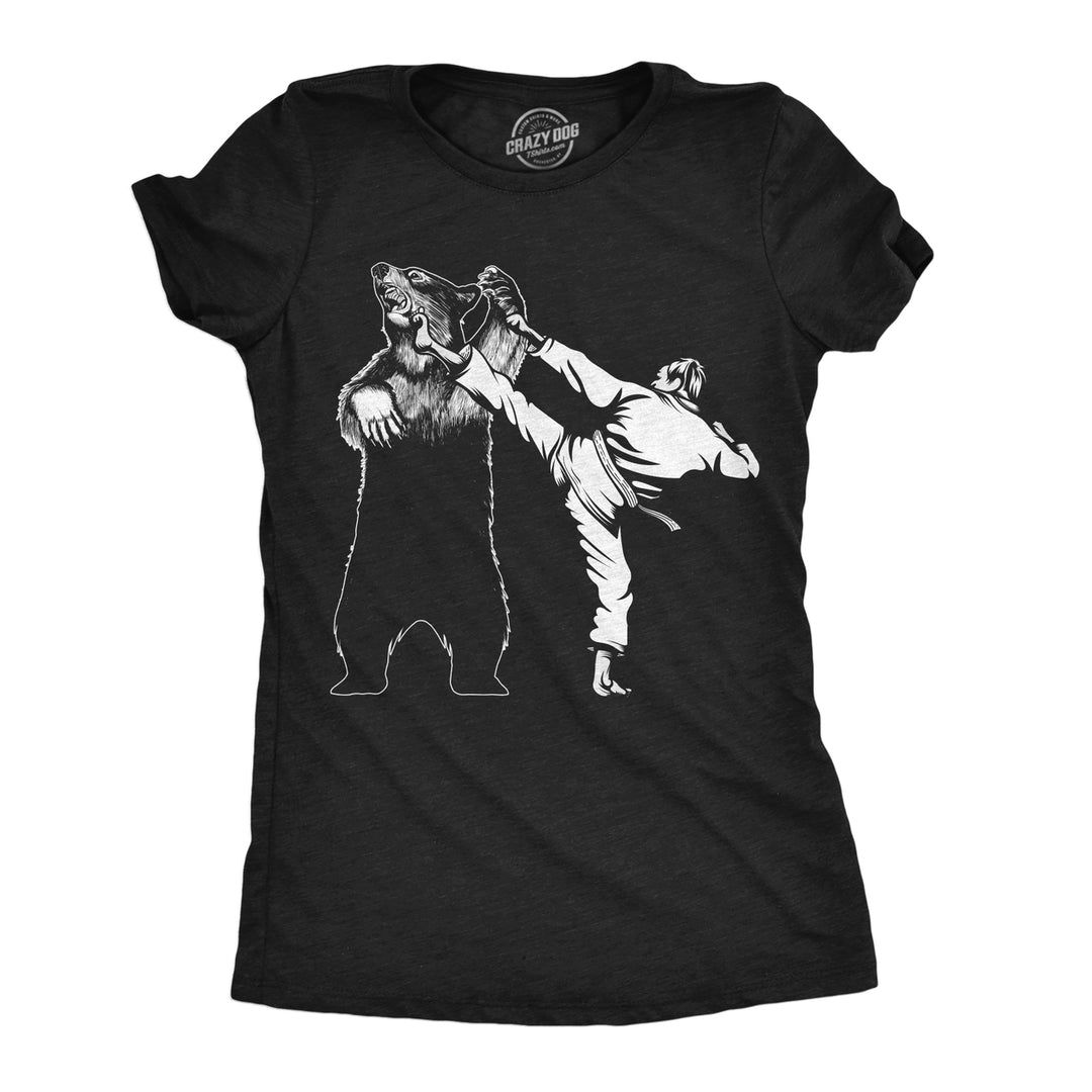 Womens Funny T Shirts Karate Kicked Bear Sarcastic Fighting Graphic Tee Image 3