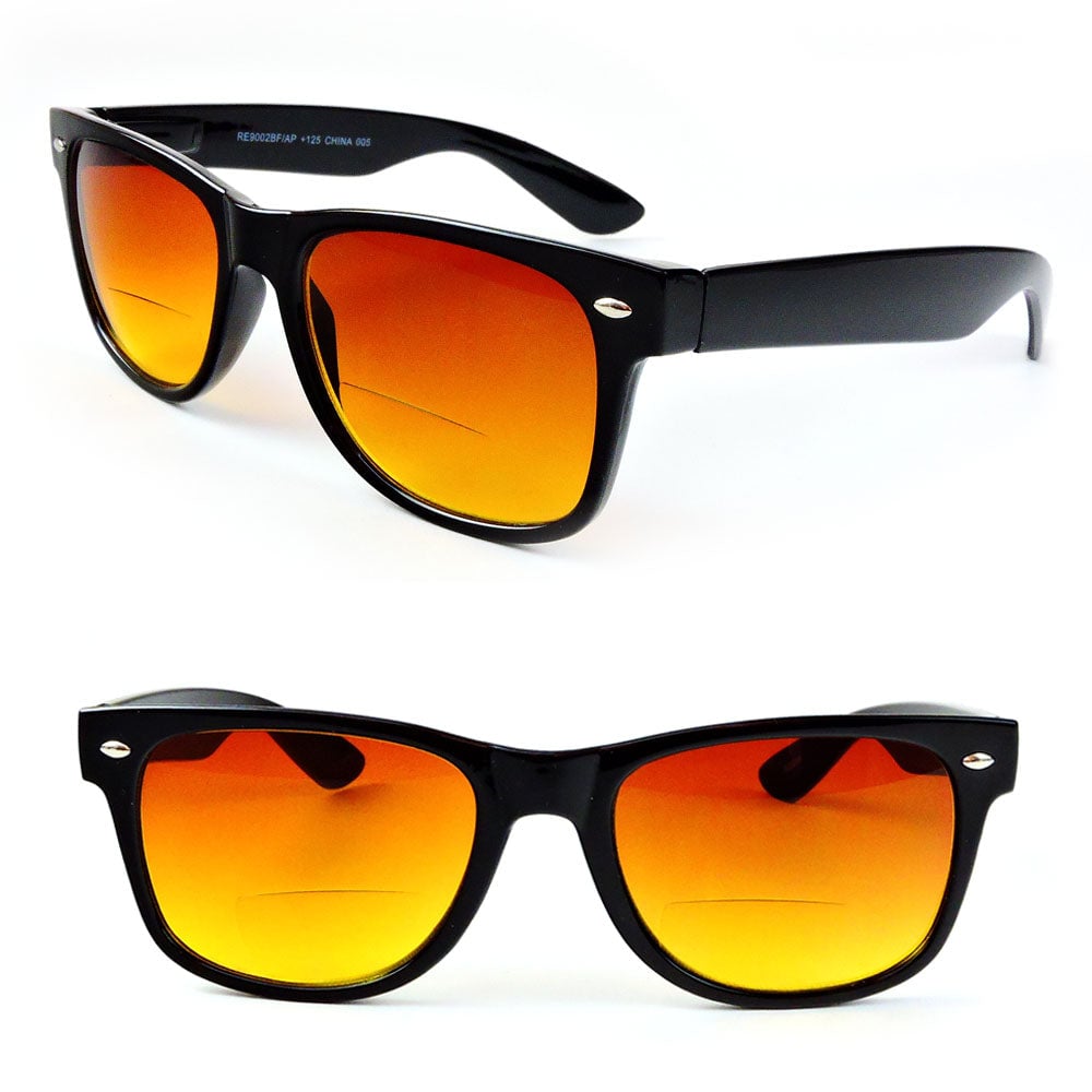 Bifocal Sun Readers Black Classic Frame Geek Retro Style Reading Sunglasses - Black Image 2