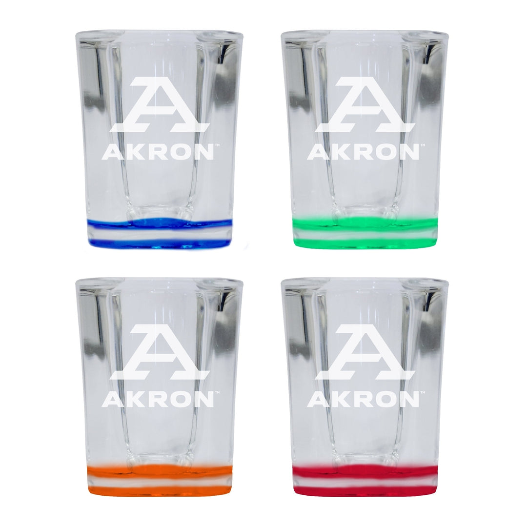 Akron Zips 2 Ounce Engraved Shot Glass Square Officially Licensed Collegiate Product Image 4