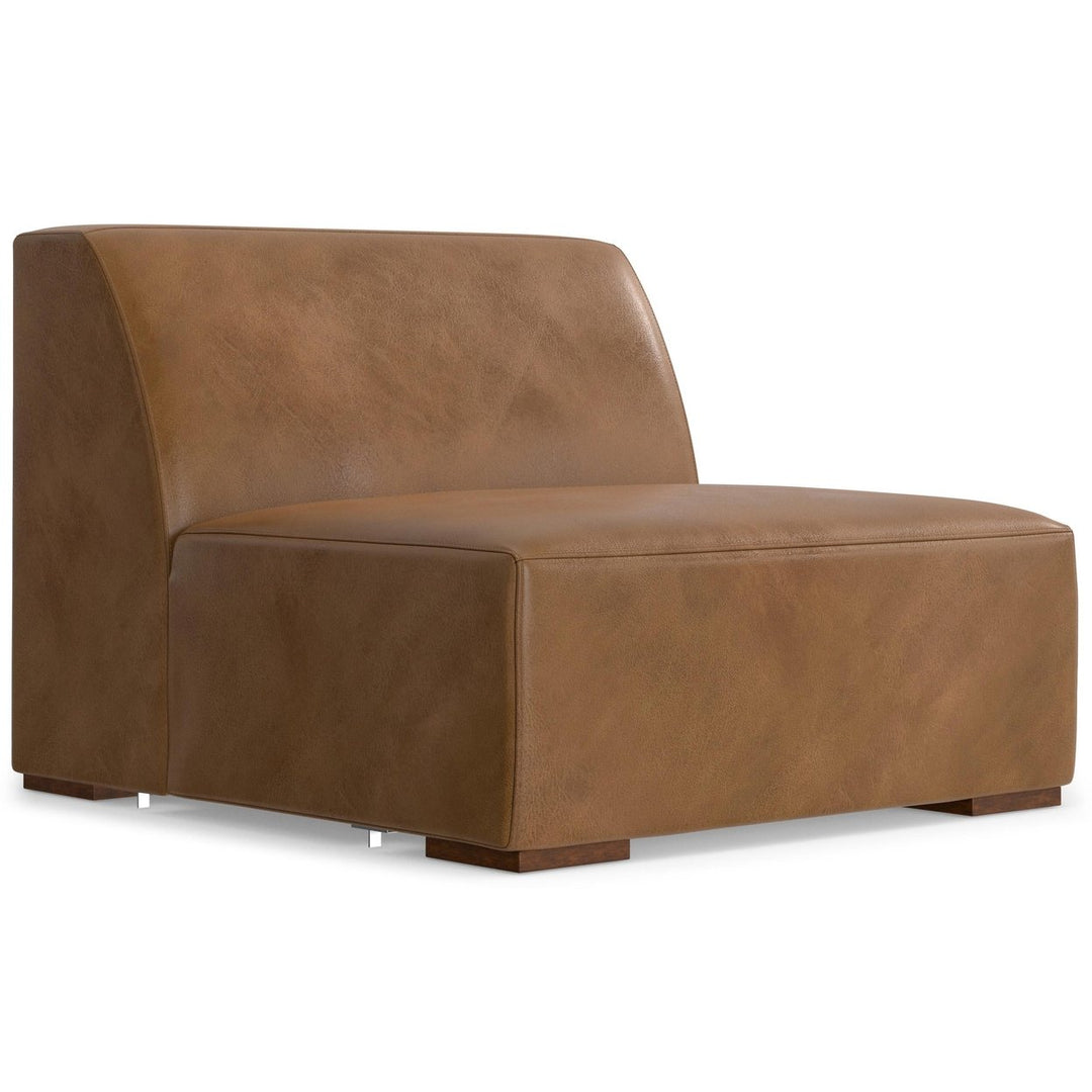 Rex Center Module Genuine Leather Armless Sofa Seat 3+ Customizable Design Image 2