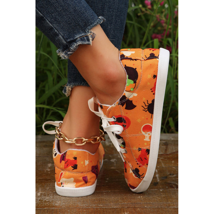 Russet Orange Halloween Ghouls and Pumpkin Sneakers Image 3