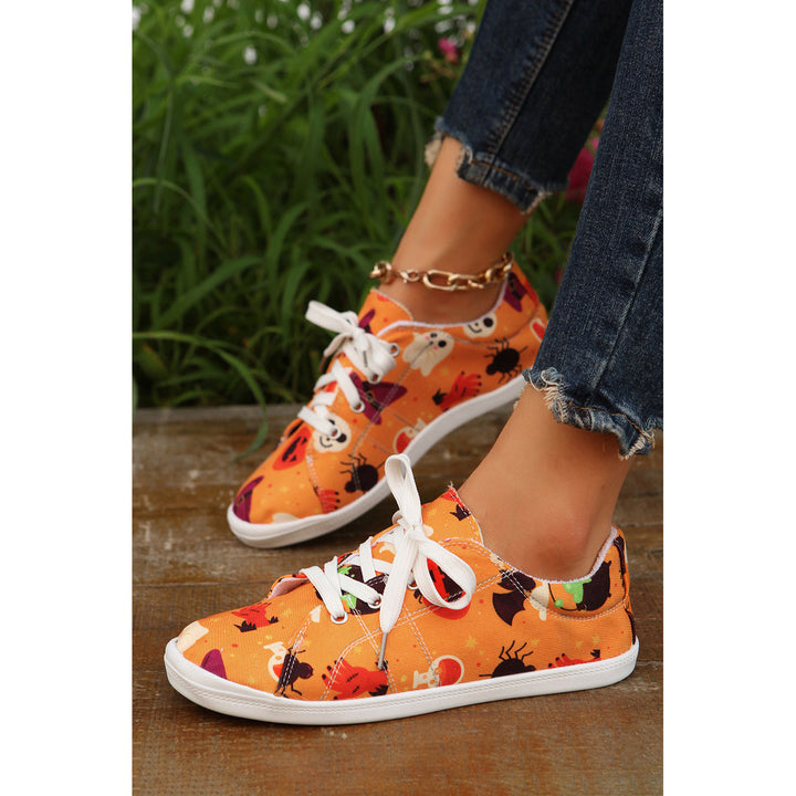 Russet Orange Halloween Ghouls and Pumpkin Sneakers Image 4