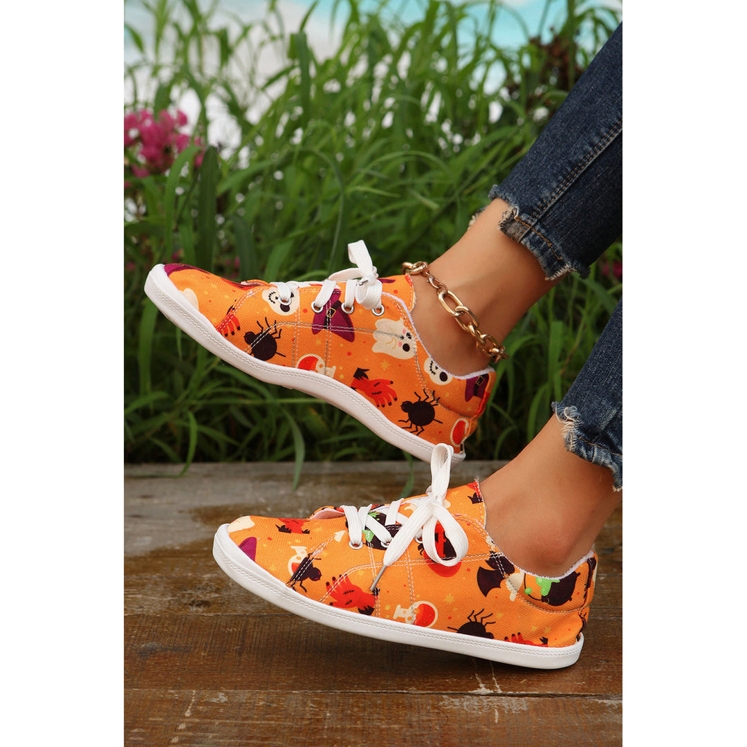 Russet Orange Halloween Ghouls and Pumpkin Sneakers Image 6